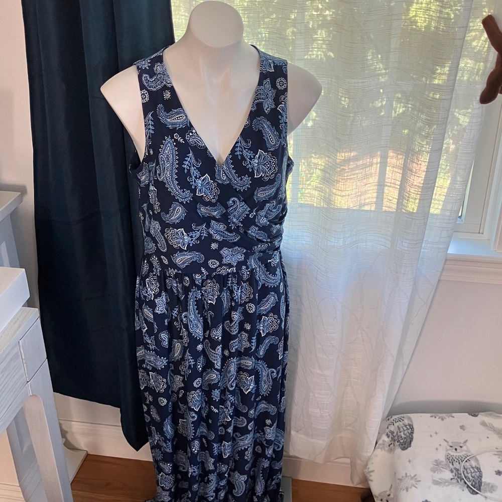 London Times Navy Paisley Maxi Dress